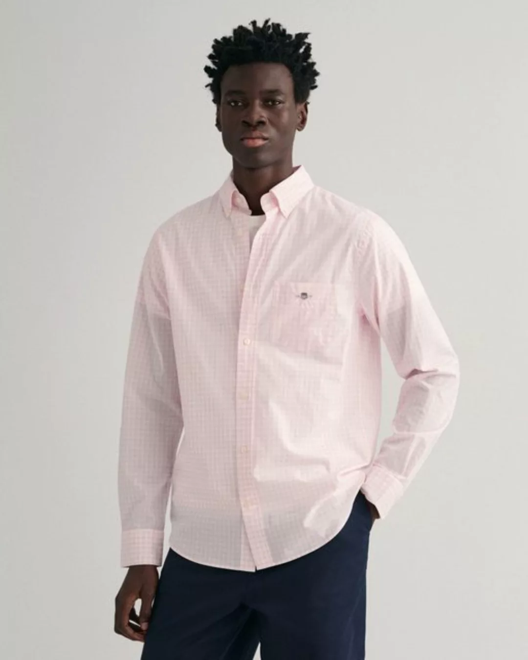 Gant Langarmhemd "REG POPLIN GINGHAM SHIRT", mit Logostickerei auf der Brus günstig online kaufen