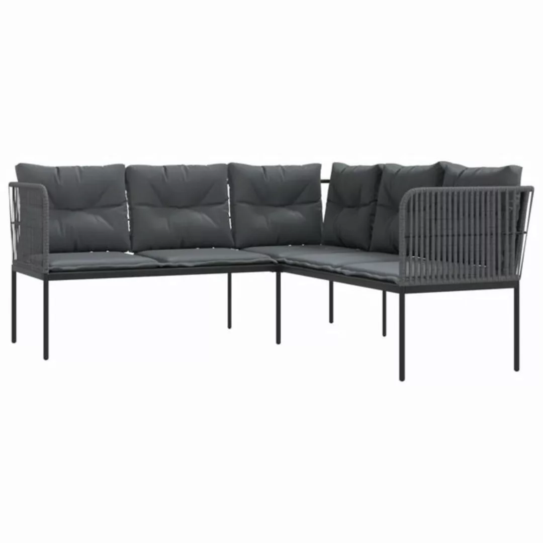 vidaXL Loungesofa Gartensofa in L-Form mit Kissen Schwarz Stahl und Textile günstig online kaufen