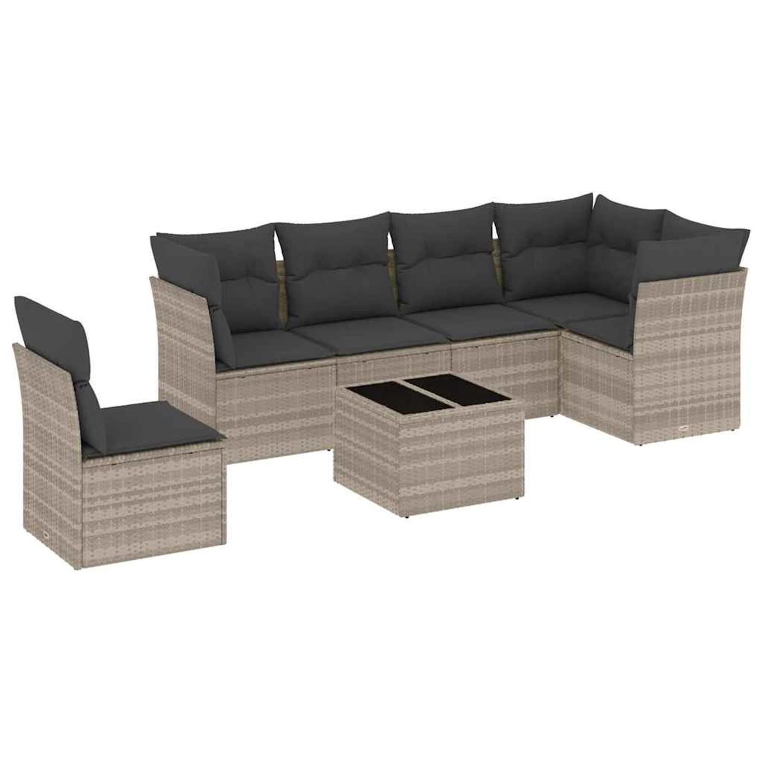 vidaXL 7-Tlg Garten-Sofagarnitur mit Kissen Hellgrau Poly Rattan 3249551 günstig online kaufen