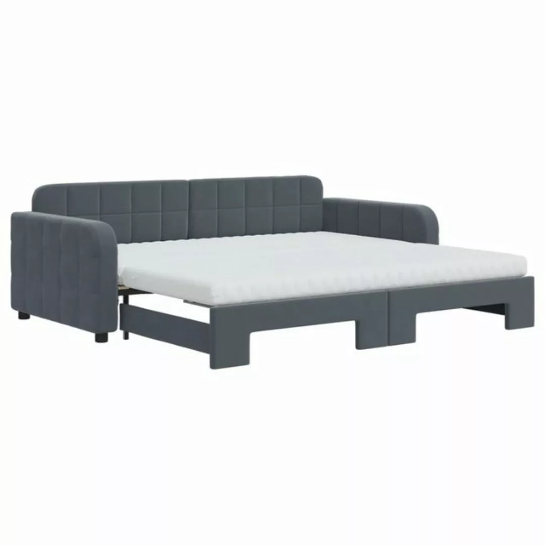 vidaXL Bett Tagesbett Ausziehbar mit Matratzen Dunkelgrau 90x190 cm Samt günstig online kaufen