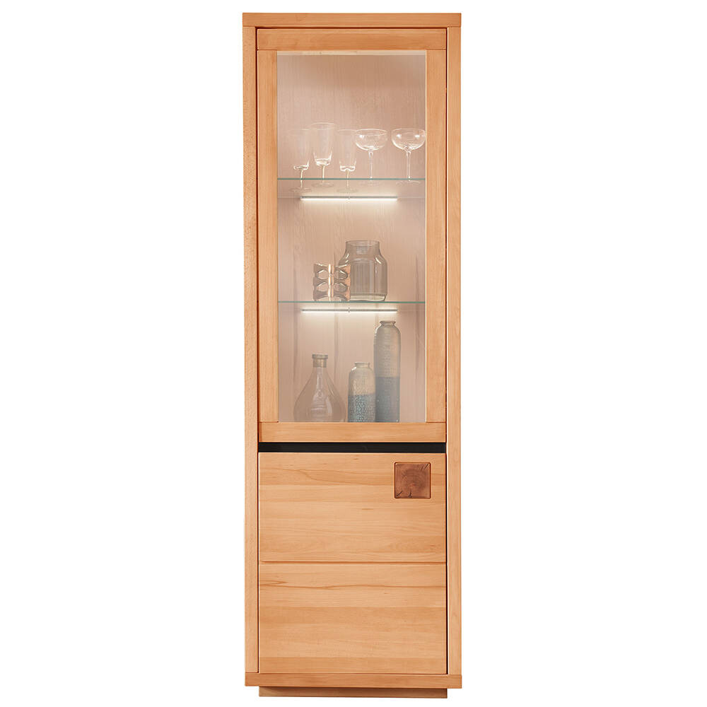 Vitrine 65 cm breit modern in massiver Buche geölt WINCHESTER-69 günstig online kaufen