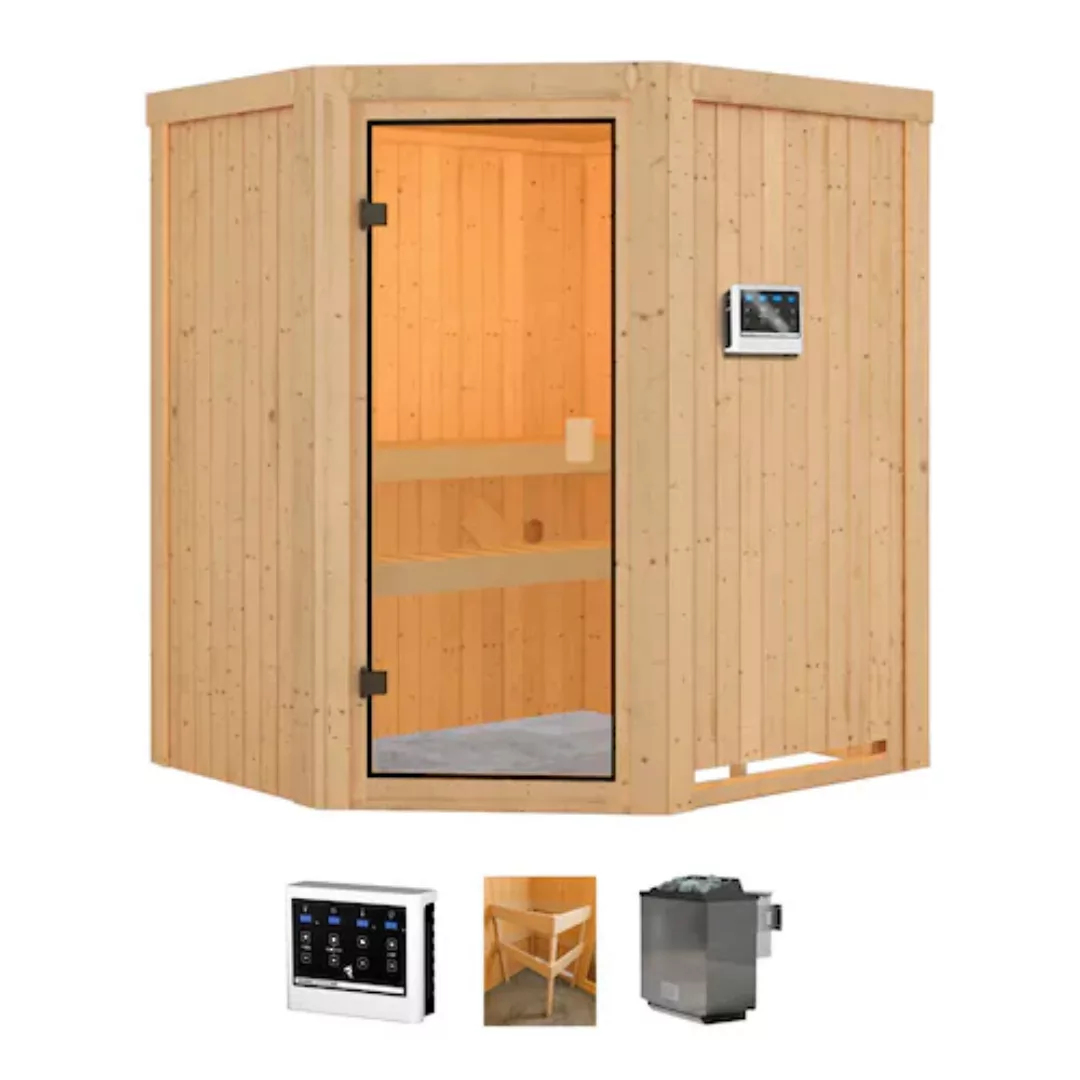 welltime Sauna »Saturn«, (Set), 9 kW-Bio-Ofen mit ext. Steuerung günstig online kaufen