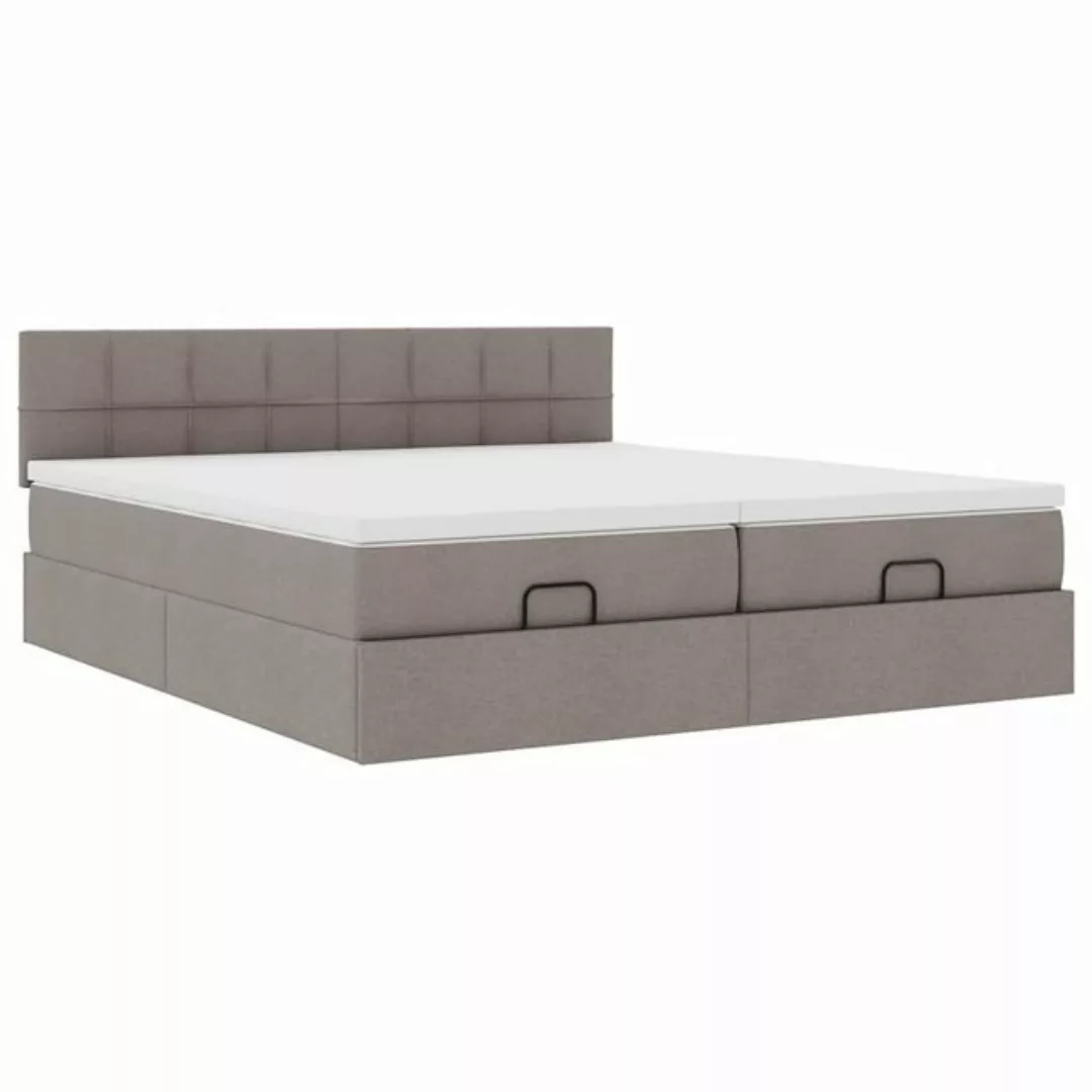 vidaXL Bett, Ottoman-Bett mit Matratzen Taupe 200x200 cm Stoff günstig online kaufen