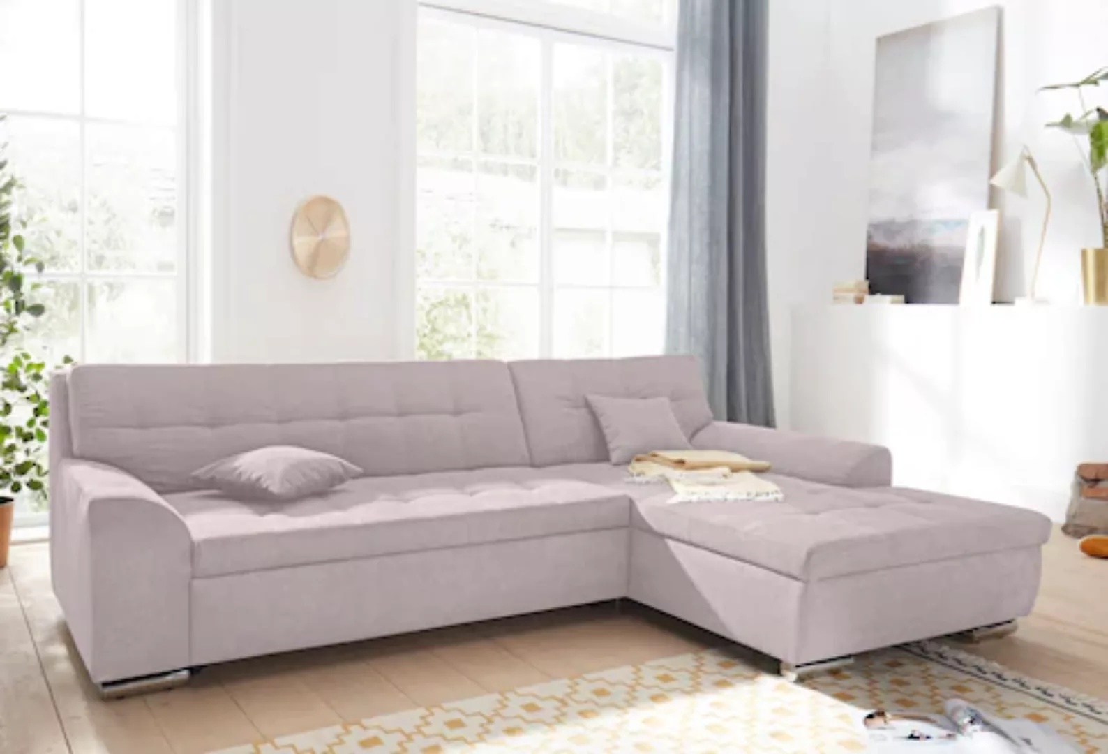 DOMO collection Ecksofa "NMoric incl. Zierkissen B/T/H: 273/216/80 cm L-For günstig online kaufen