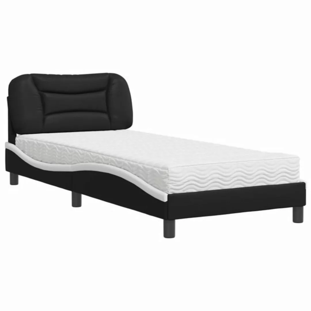 vidaXL Bett Bett mit Matratze Schwarz und Weiß 80x200 cm Kunstleder günstig online kaufen