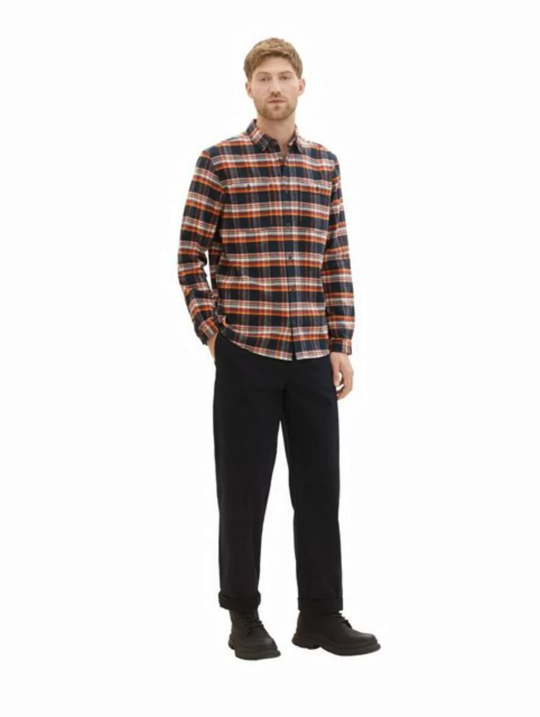 Tom Tailor Herren Langarm Hemd CHECKED - Relaxed Fit günstig online kaufen