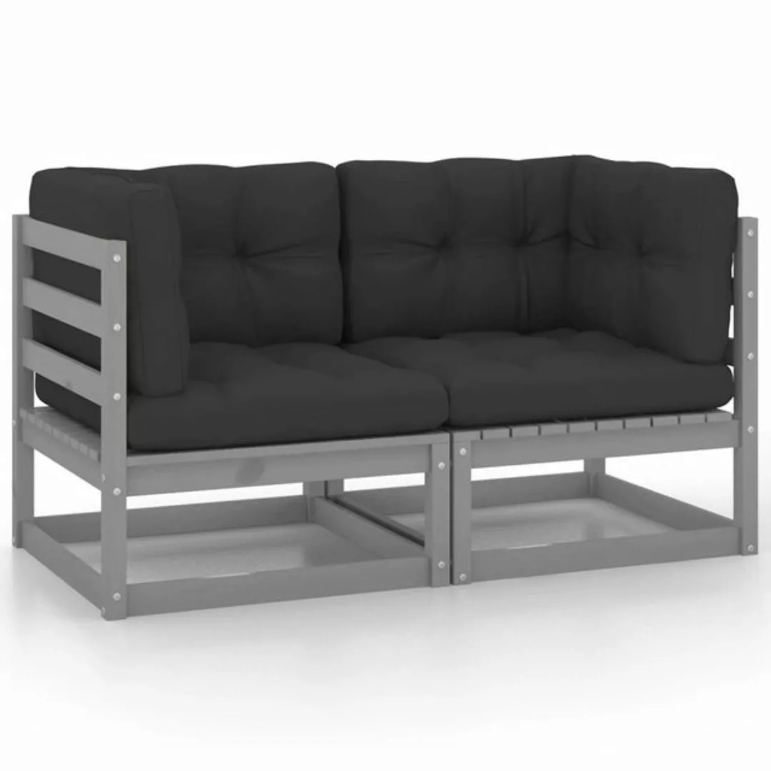 Gartensofa 2-sitzer Mit Kissen Grau Massivholz Kiefer günstig online kaufen