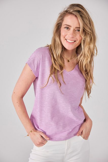 Lieblingsstück V-Shirt CalenaL mit Streifen, V-Asuschnitt, Kurzarm günstig online kaufen