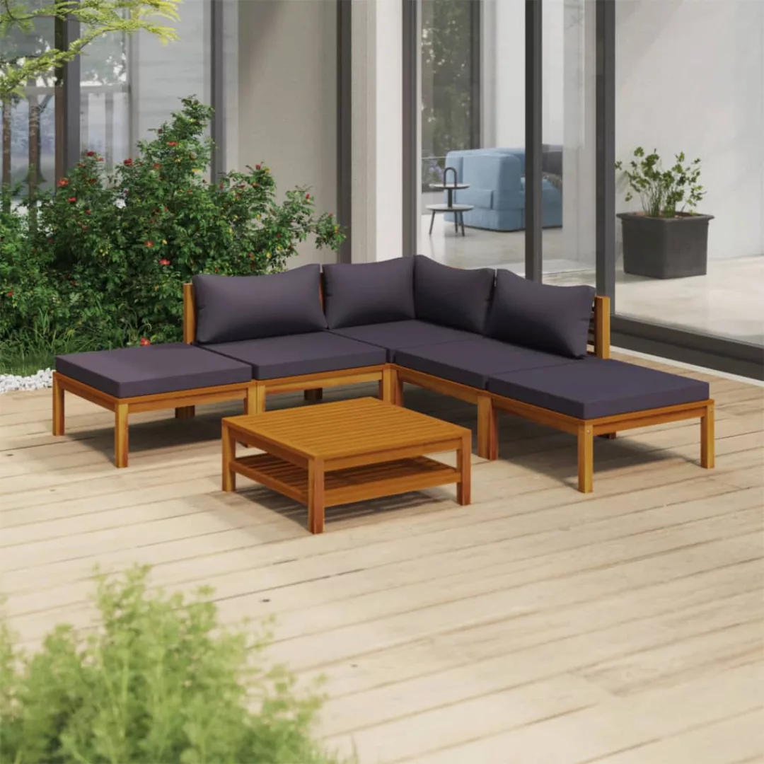 6-tlg. Garten-lounge-set Mit Auflage Massivholz Akazie günstig online kaufen