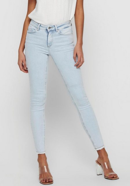 Only Damen Jeans ONLBLUSH LIFE MID SK RAW AK REA298 - Skinny Fit - Blau Lig günstig online kaufen