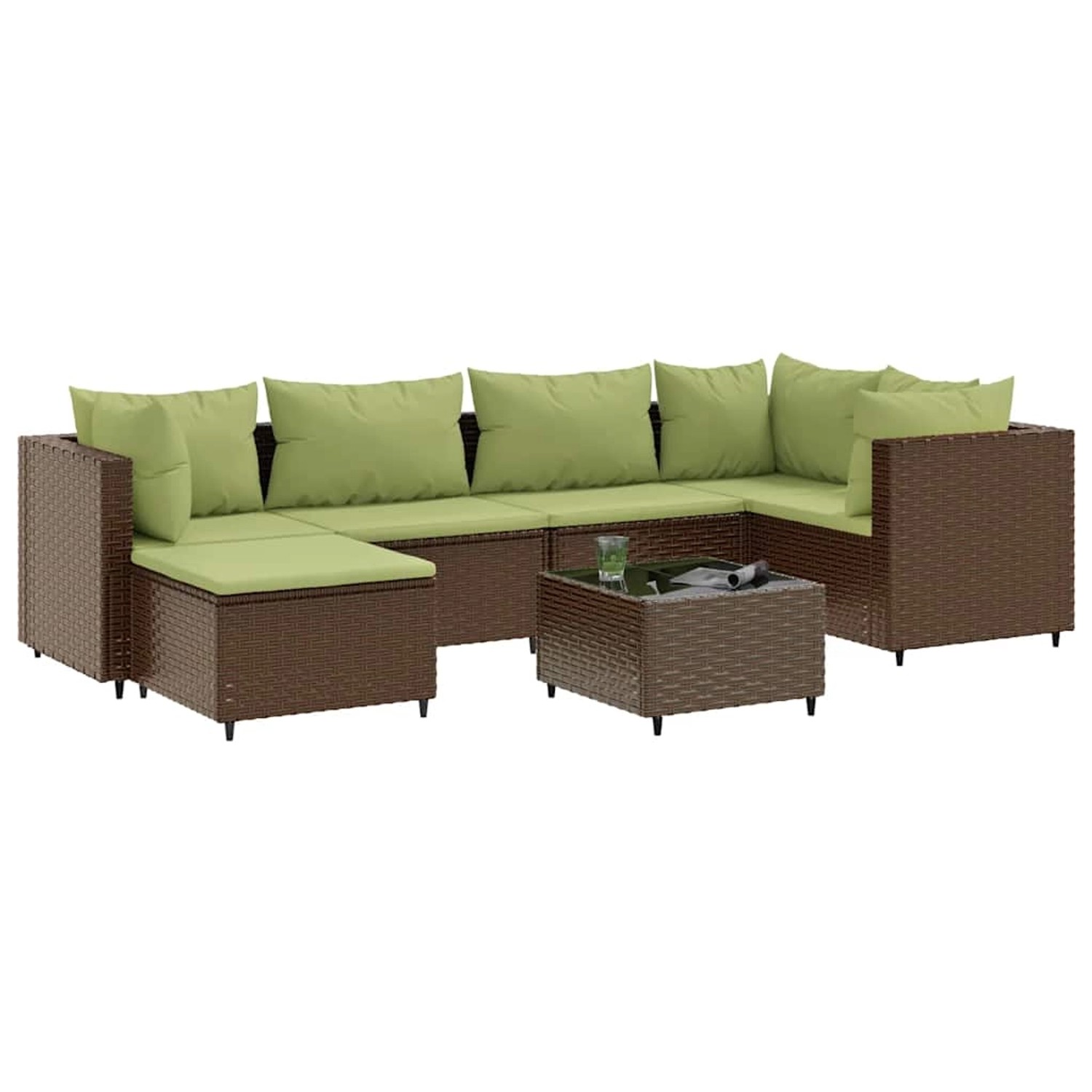 vidaXL 7-Tlg Garten-Lounge-Set mit Kissen Braun Poly Rattan 3308222 günstig online kaufen