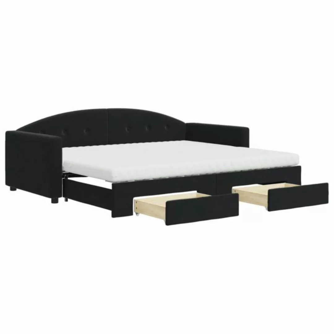 vidaXL Bett Tagesbett Ausziehbar mit Schubladen Schwarz 90x200 cm Samt günstig online kaufen