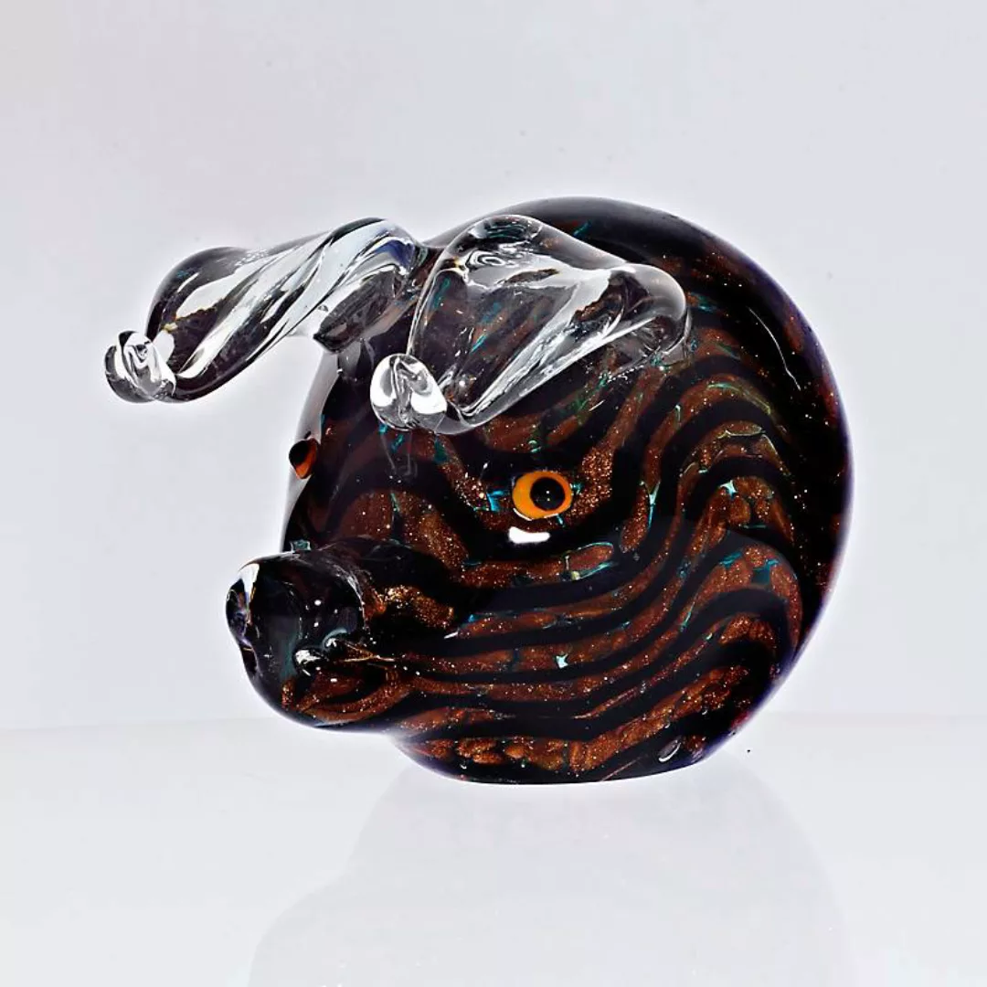 Glasfigur Schwein Frederik schwarz Muranoglas 12cm günstig online kaufen