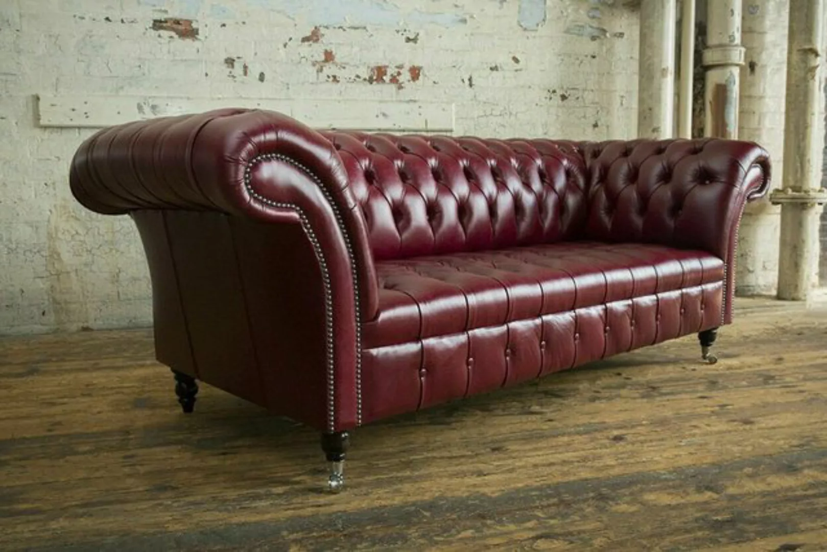 JVmoebel 3-Sitzer Chesterfield Designer Big 3Sitzer Sofa Leder Luxus 100% L günstig online kaufen