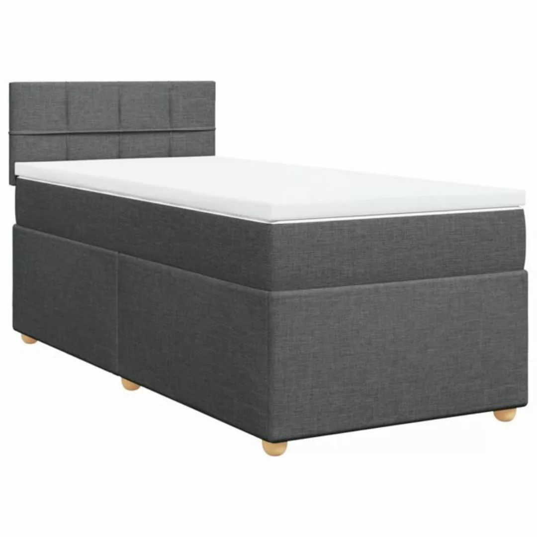 vidaXL Boxspringbett, Boxspringbett mit Matratze Dunkelgrau 100x200 cm Stof günstig online kaufen