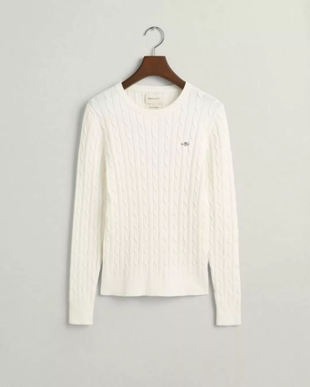 Gant Sweatshirt STRETCH COTTON CABLE C-NECK, EGGSHELL günstig online kaufen