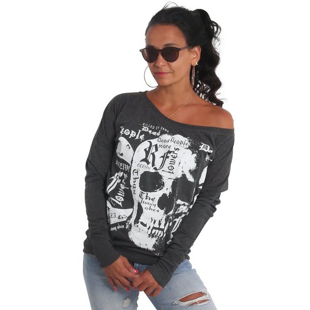 YAKUZA Langarmshirt Skull Script im Boyfriend Look günstig online kaufen