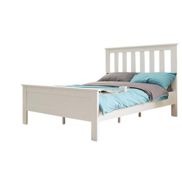 JVmoebel Bett Bett Schlafbett Holzbett Bettrahmen Minimalistisch Weiß Schla günstig online kaufen