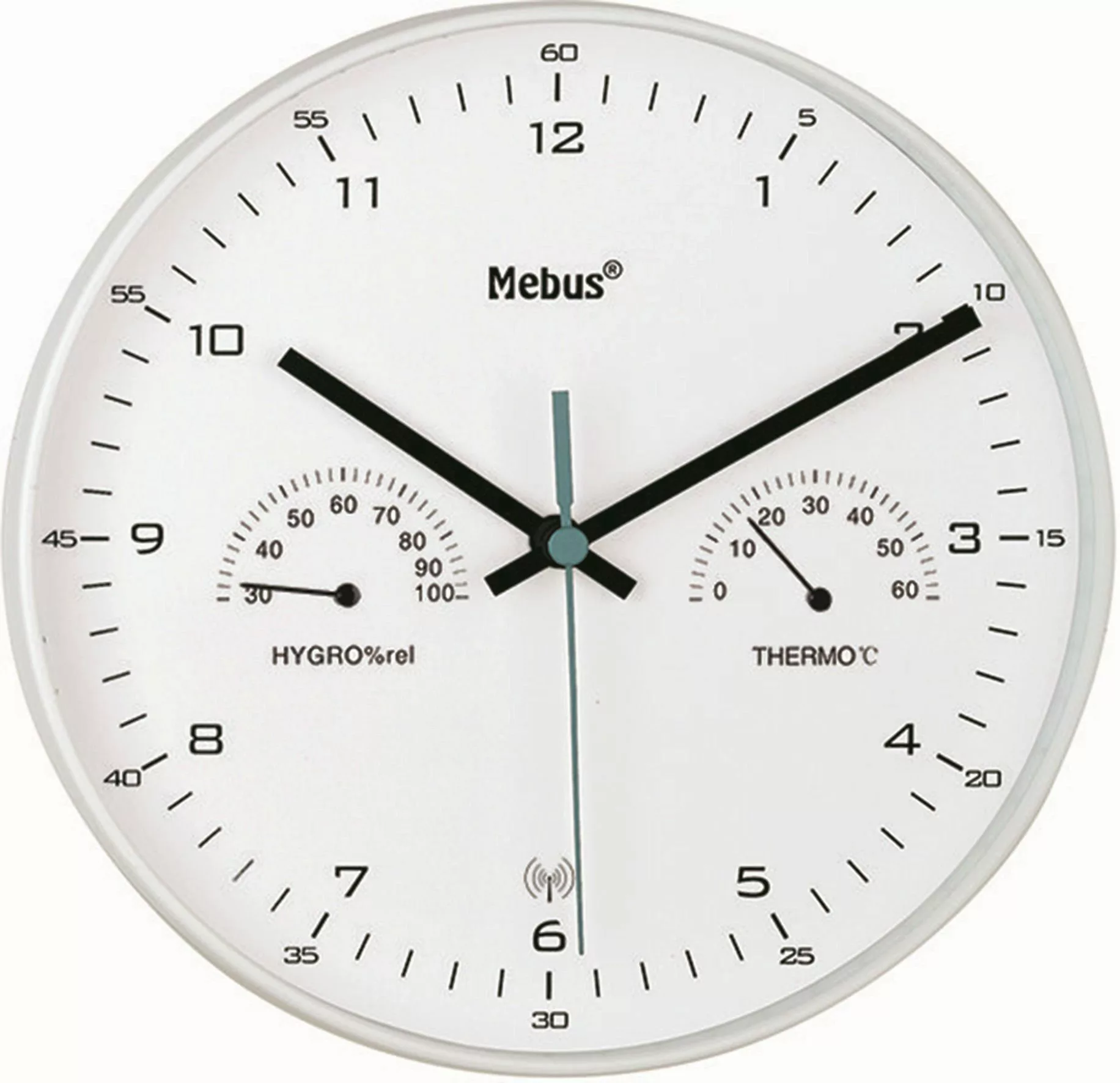 Mebus Funkwanduhr Funk-Wanduhr mit Thermometer/ Hygrometer, günstig online kaufen