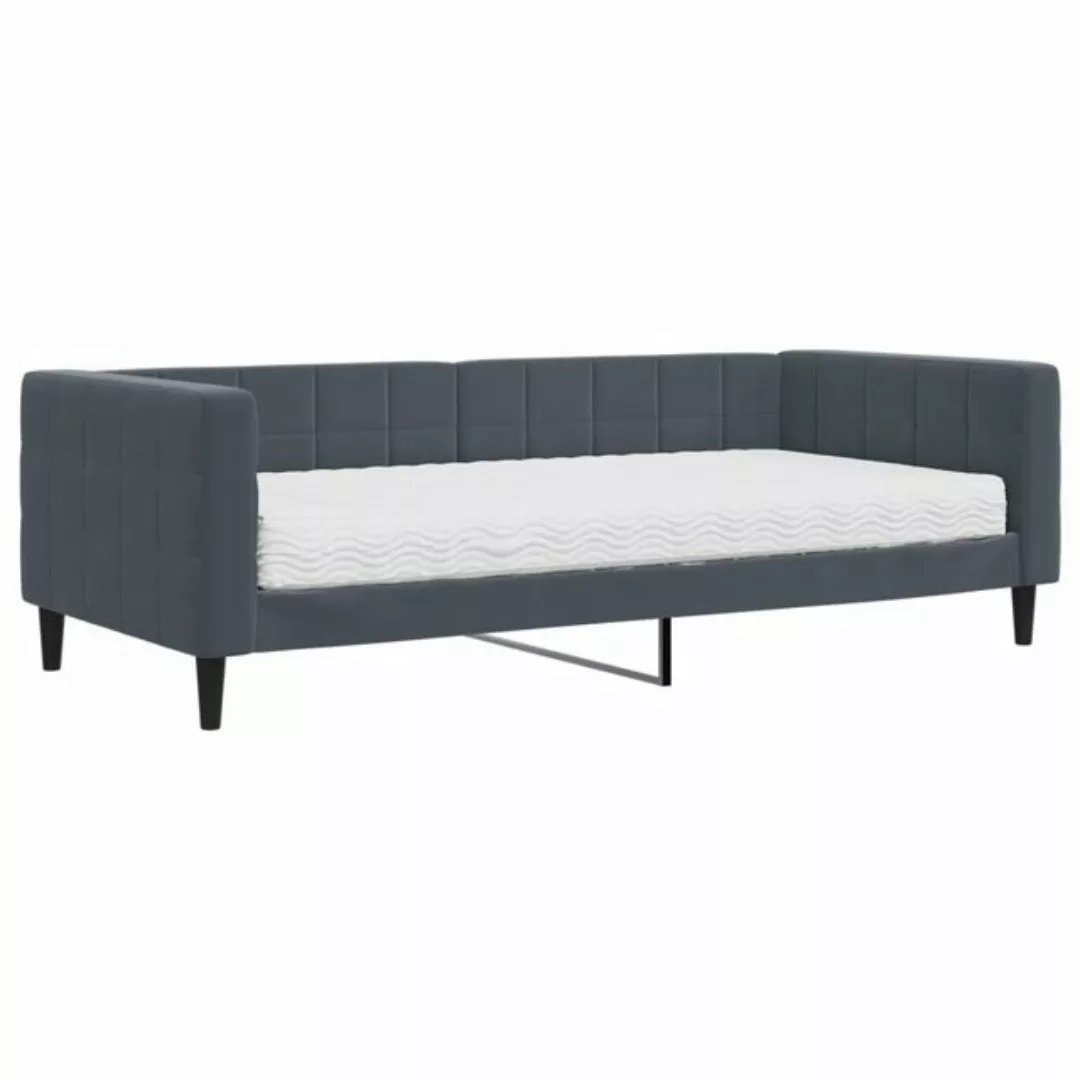 vidaXL Bett Tagesbett mit Matratze Dunkelgrau 90x200 cm Samt günstig online kaufen