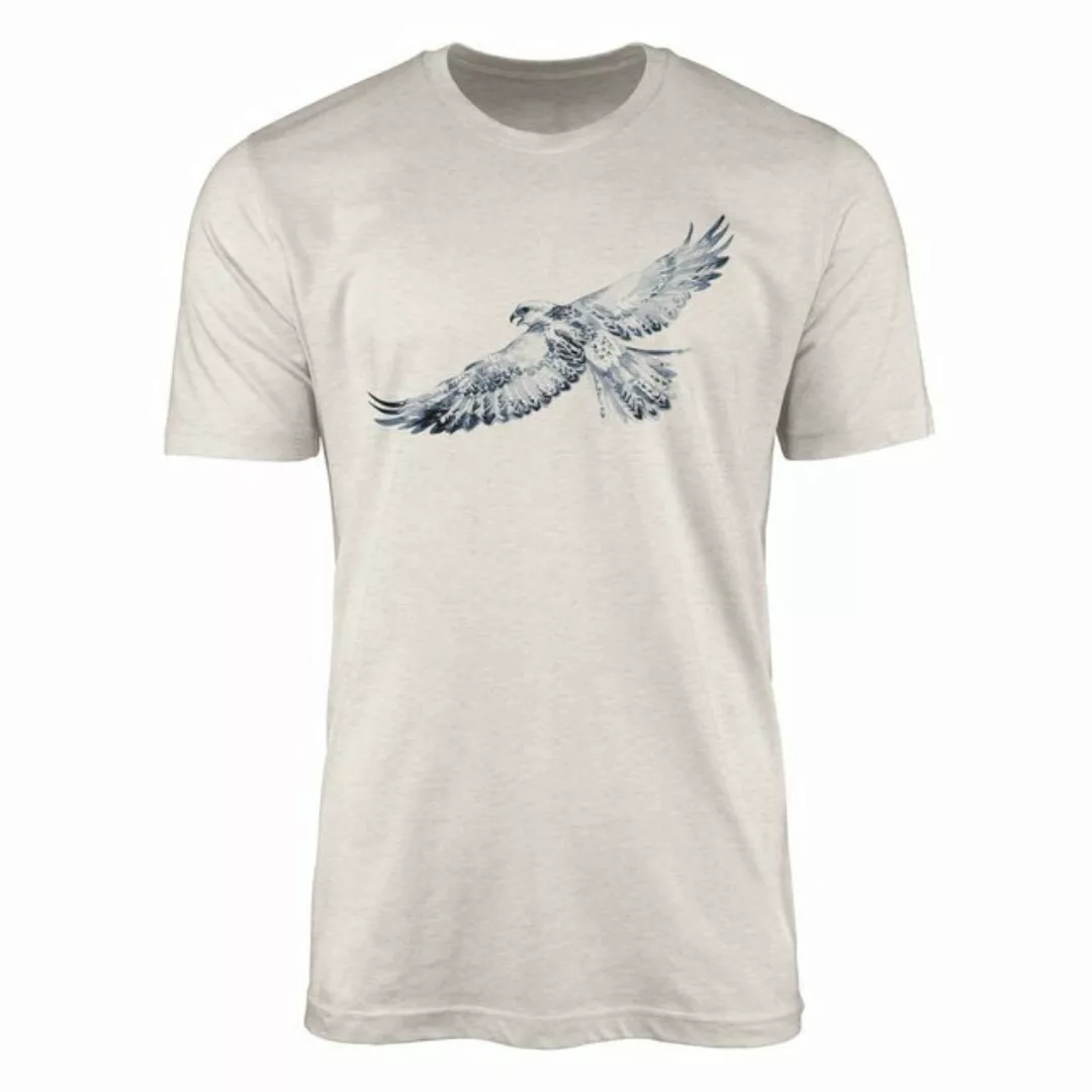 Sinus Art T-Shirt Herren Shirt Organic T-Shirt Aquarell Motiv Falke Bio-Bau günstig online kaufen