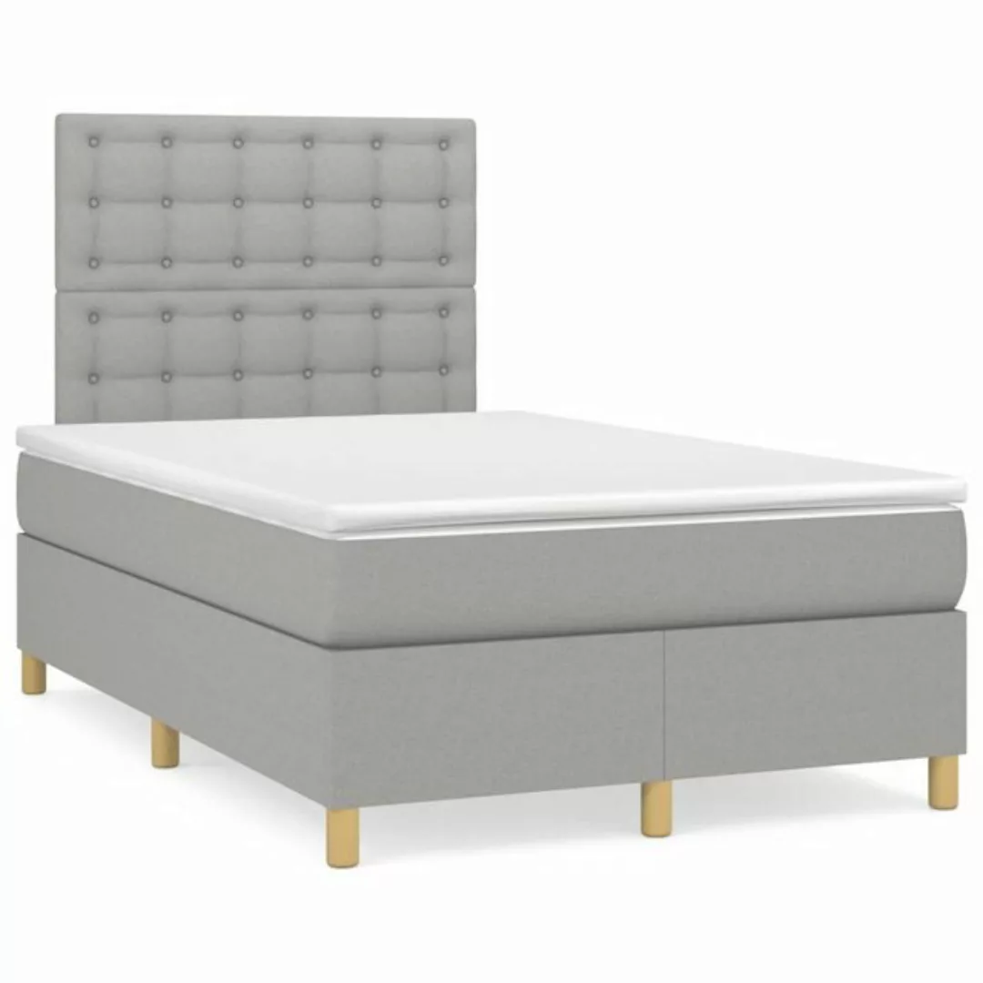 furnicato Bett Boxspringbett mit Matratze Hellgrau 120x200 cm Stoff (1-tlg) günstig online kaufen