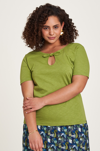 Jersey Shirt Mit Cut-out-ausschnitt In Blau Oder Grün Gots-zertifiziert (S2 günstig online kaufen