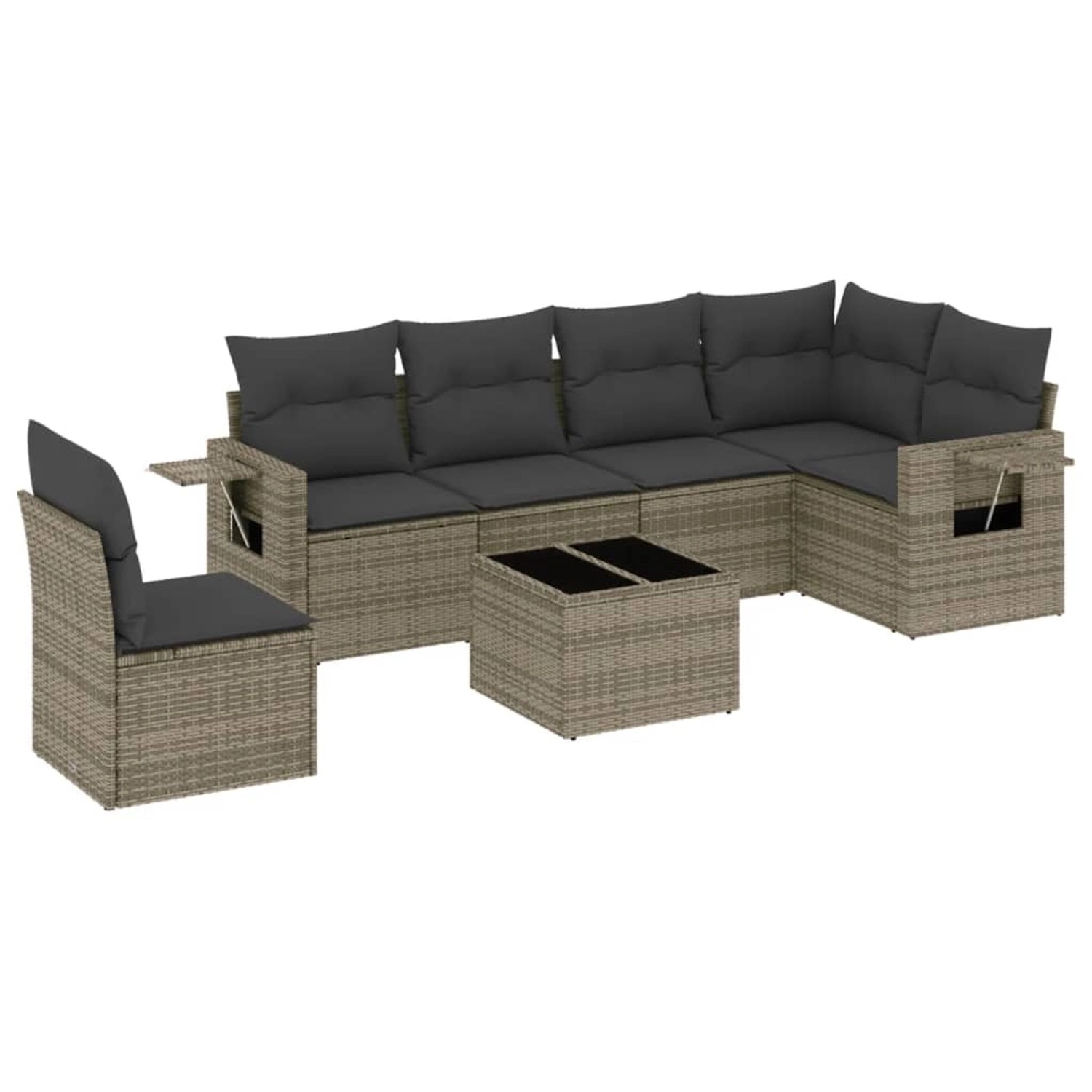 vidaXL 7-Tlg Garten-Sofagarnitur mit Kissen Grau Poly Rattan 3252577 günstig online kaufen