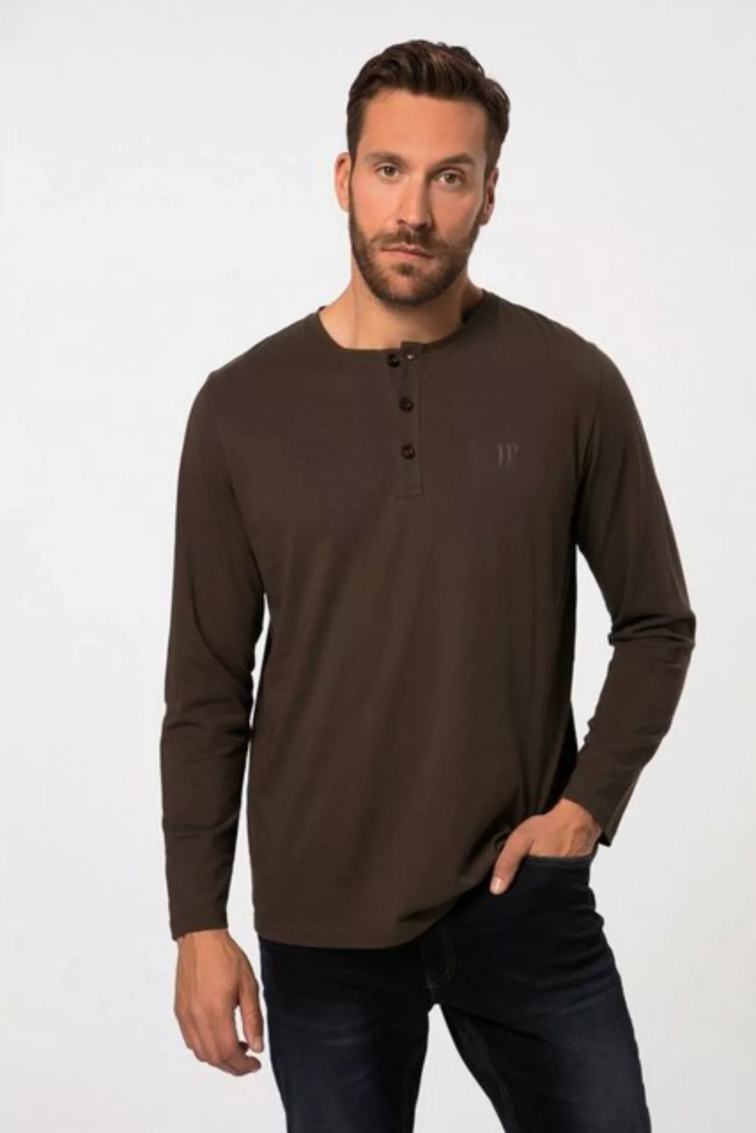 JP1880 T-Shirt Henley Basic Shirt Langarm Knopfleiste bis 8XL günstig online kaufen