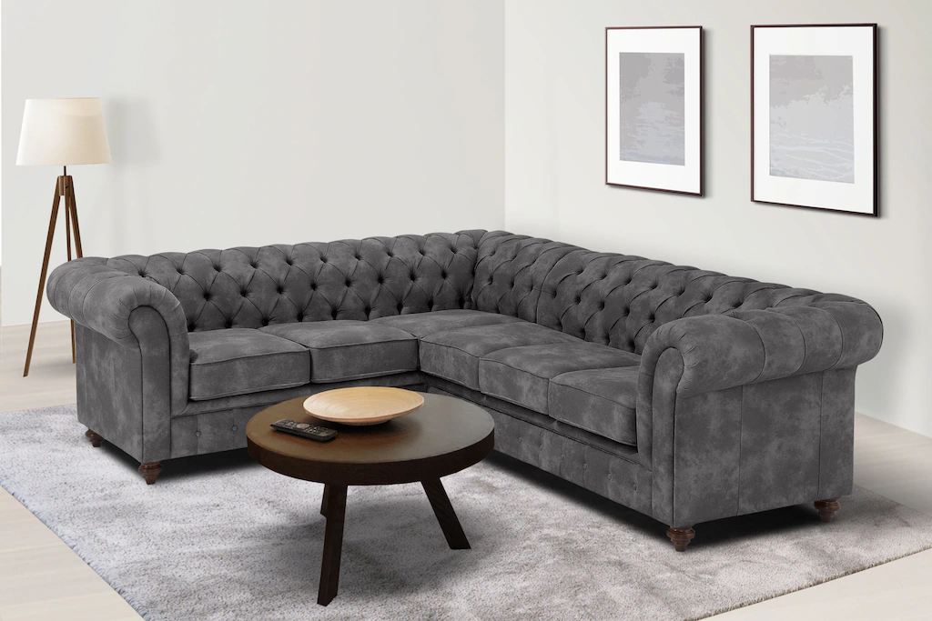 Home affaire Chesterfield-Sofa "Chesterfield Ecksofa, auch in Leder L-Form" günstig online kaufen