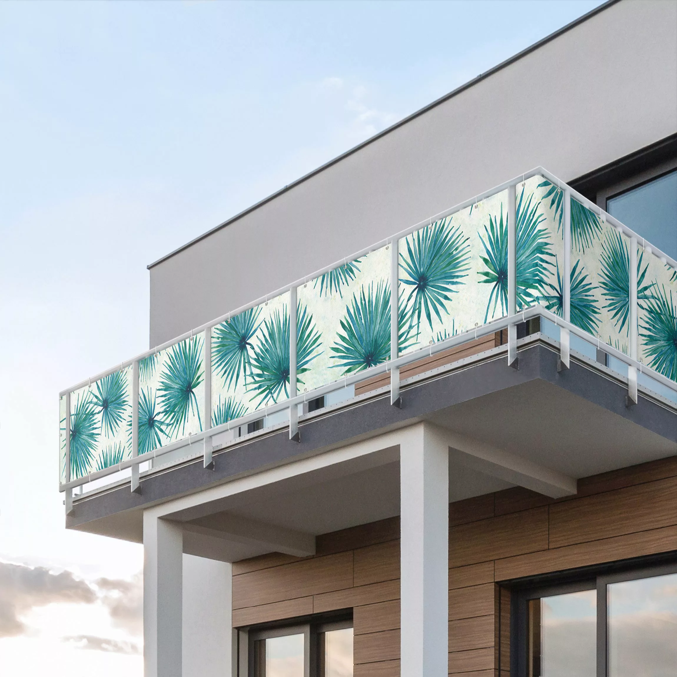 Balkon Sichtschutz Tropische Palmenblätter Close-Up günstig online kaufen