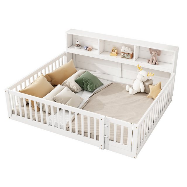 OKWISH Kinderbett Stauraumbett Holzbett Jugendbett Doppelbett Gästebett Ein günstig online kaufen