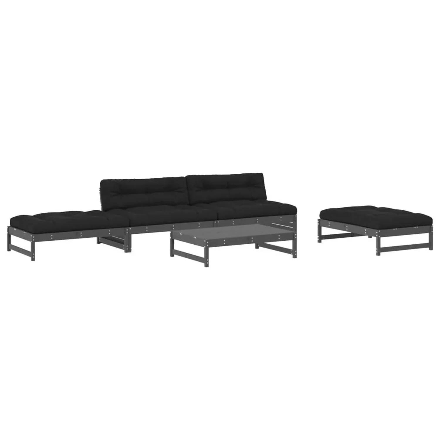 vidaXL 5-tlg Garten-Lounge-Set mit Kissen Grau Massivholz Modell 6 günstig online kaufen