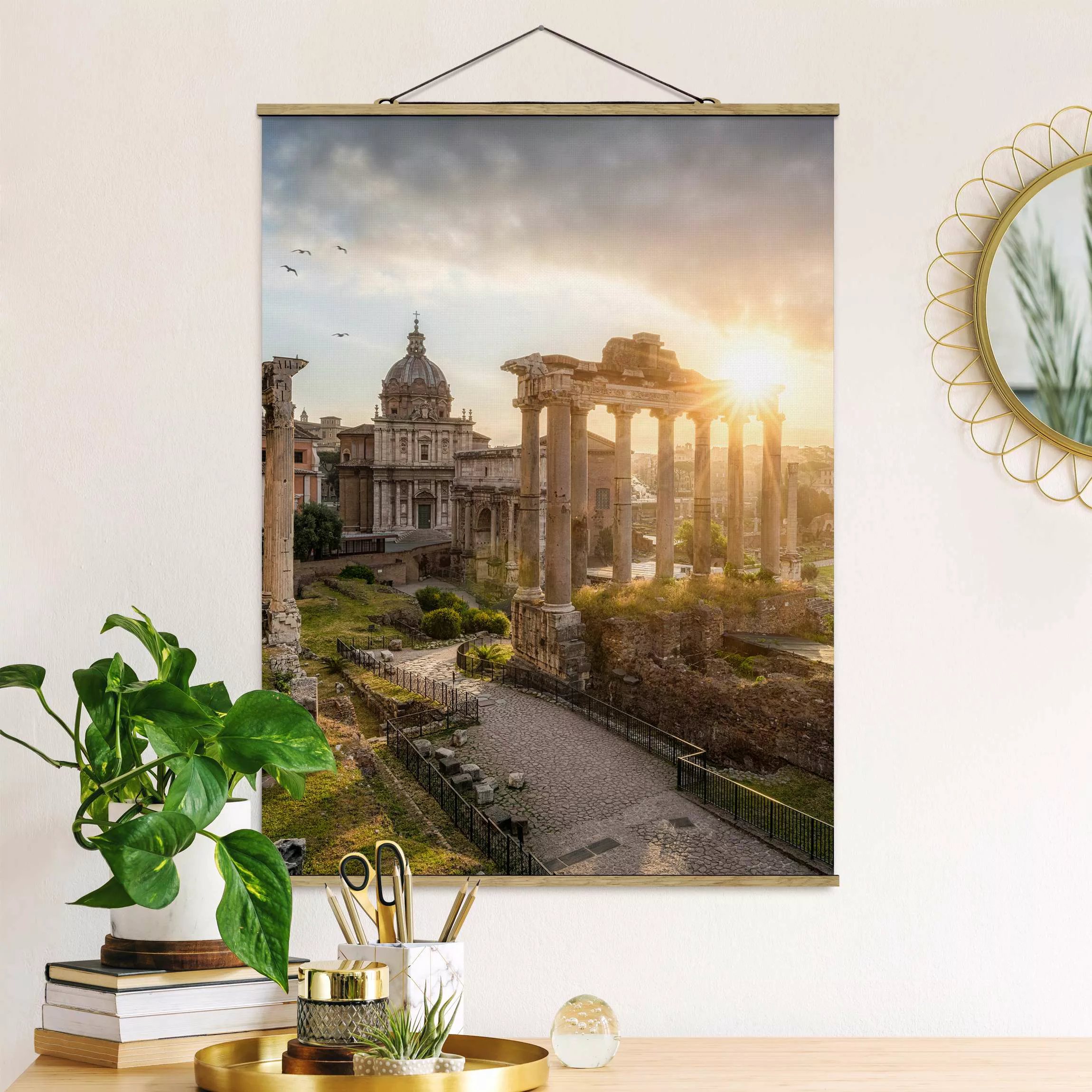 Stoffbild mit Posterleisten Forum Romanum bei Sonnenaufgang günstig online kaufen