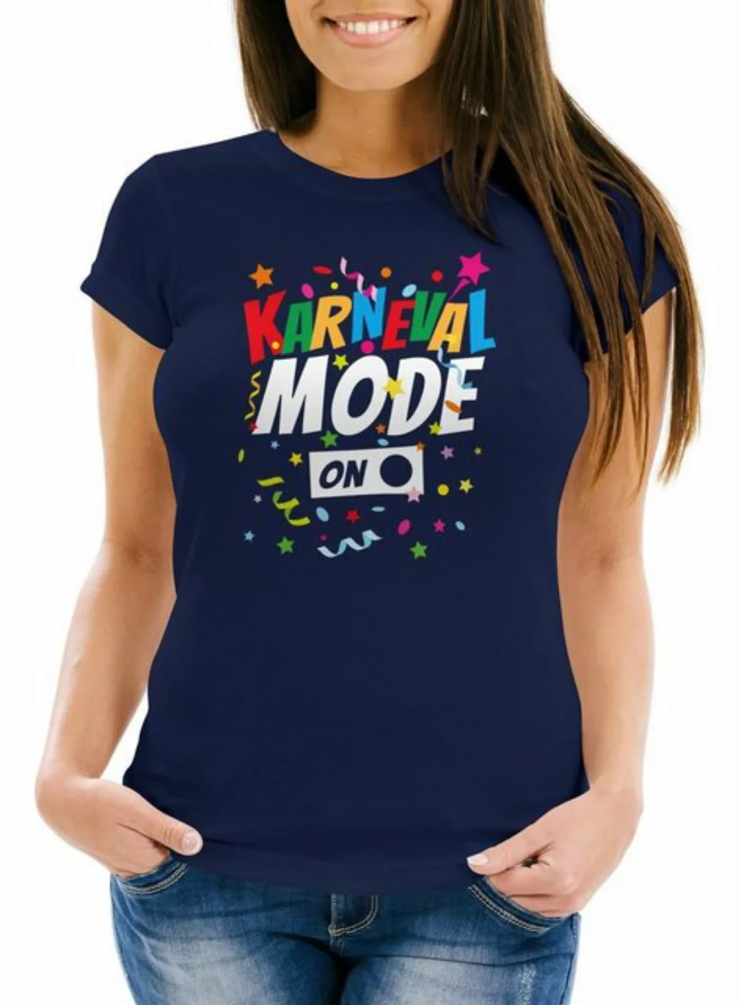 MoonWorks Print-Shirt Damen T-Shirt Karneval Fasching Spruch Konfetti Motiv günstig online kaufen