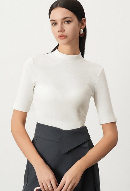CHENIN Kurzarmhemd Damen halbhochgeschlossenes Kurzarm-T-Shirt Damen Solid günstig online kaufen