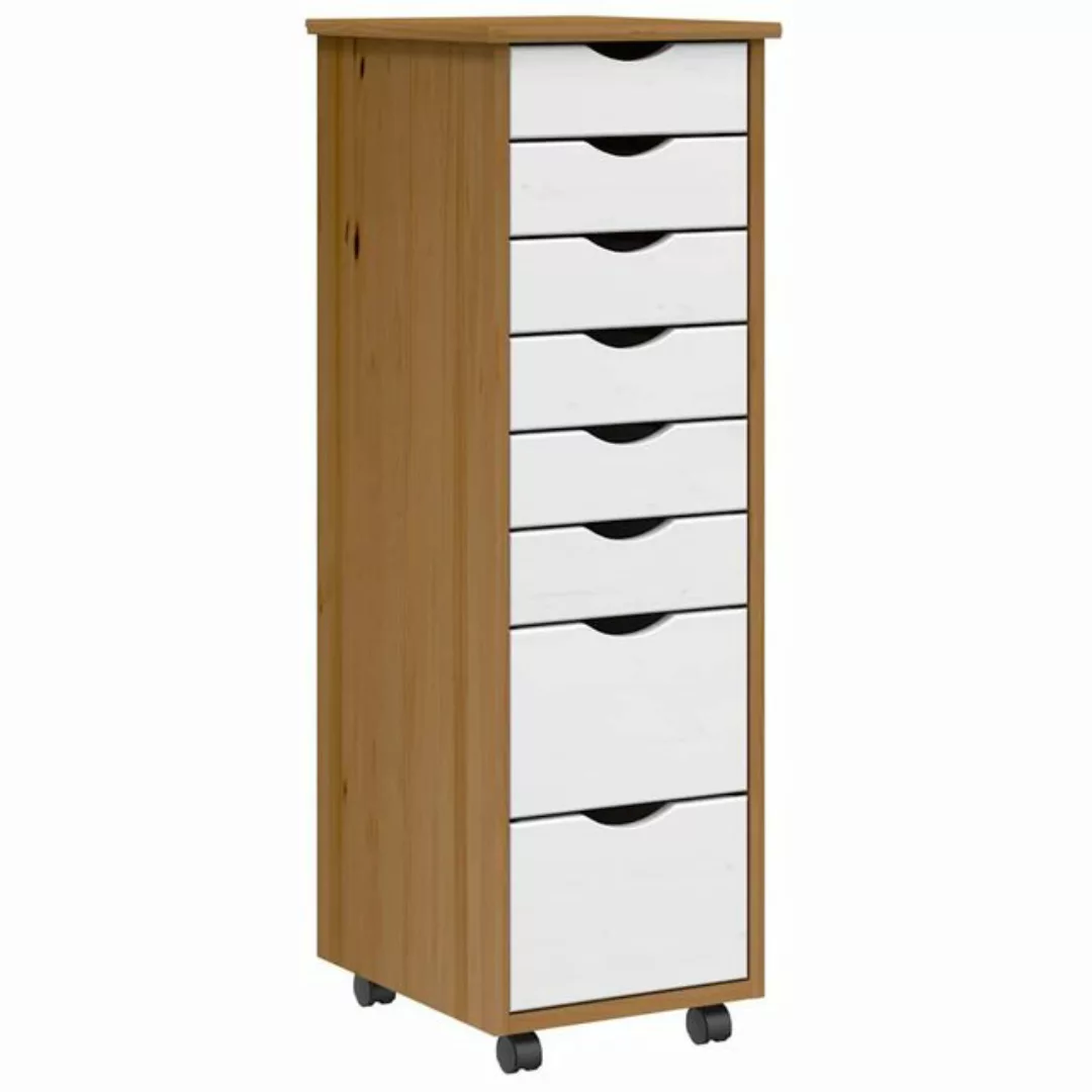 vidaXL Aktenschrank Rollschrank mit Schubladen MOSS Honigbraun Massivholz K günstig online kaufen