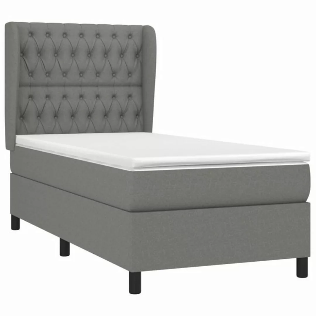 vidaXL Bett Boxspringbett mit Matratze Dunkelgrau 90x190 cm Stoff günstig online kaufen