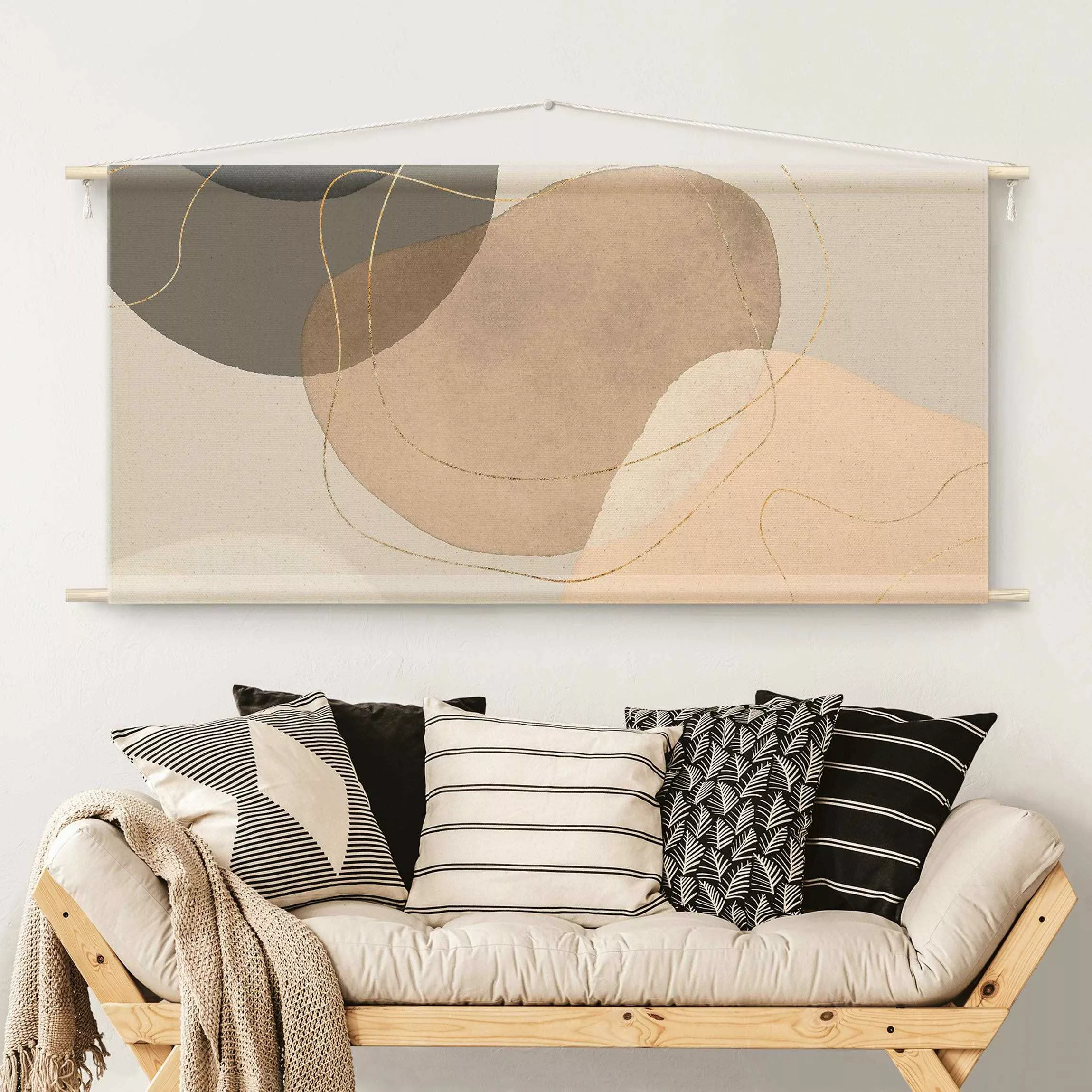 Wandteppich Verspielte Impressionen in Beige günstig online kaufen