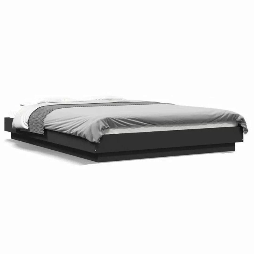 vidaXL Bett, Bettgestell mit LED Schwarz 120x190 cm Holzwerkstoff günstig online kaufen