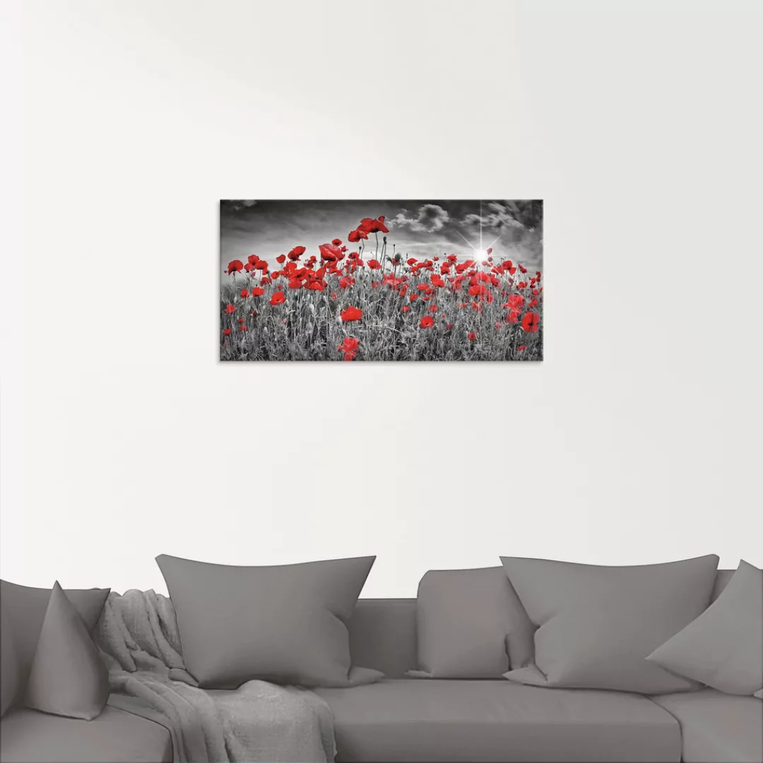 Artland Glasbild »Idyllisches Mohnblumenfeld mit Sonne«, Blumen, (1 St.) günstig online kaufen