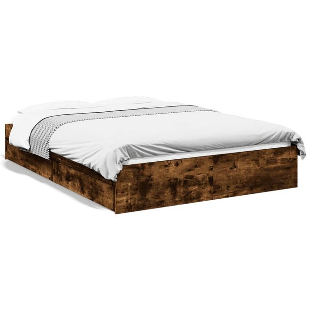 vidaXL Bett, Bettgestell mit Schubladen Räuchereiche 120x190cm Holzwerkstof günstig online kaufen