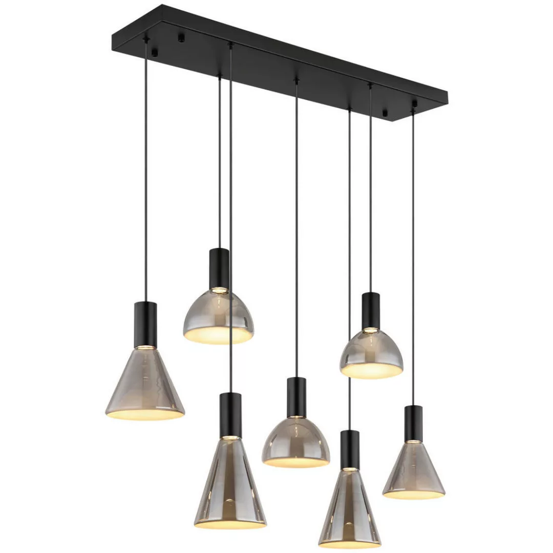 GLOBO LED-Pendelleuchte Rauch mattschwarz Metall Glas B/H/T: ca. 33x150x97 günstig online kaufen