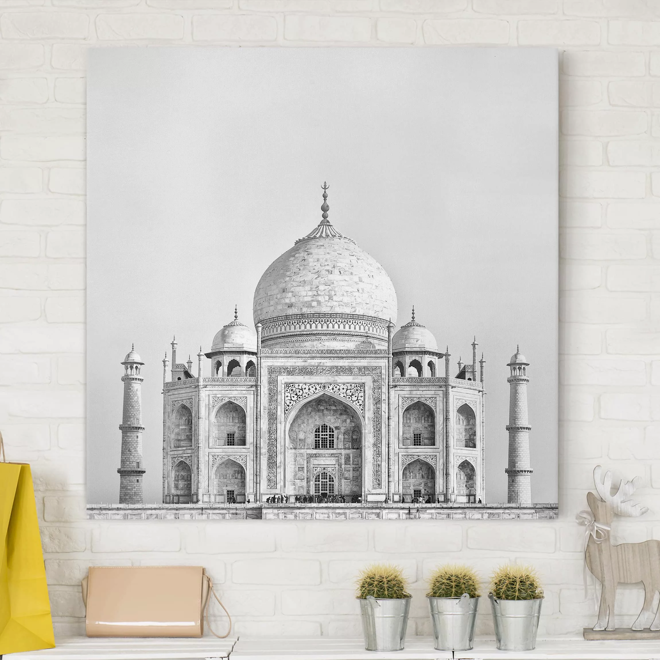 Leinwandbild Architektur & Skyline - Quadrat Taj Mahal in Grau günstig online kaufen