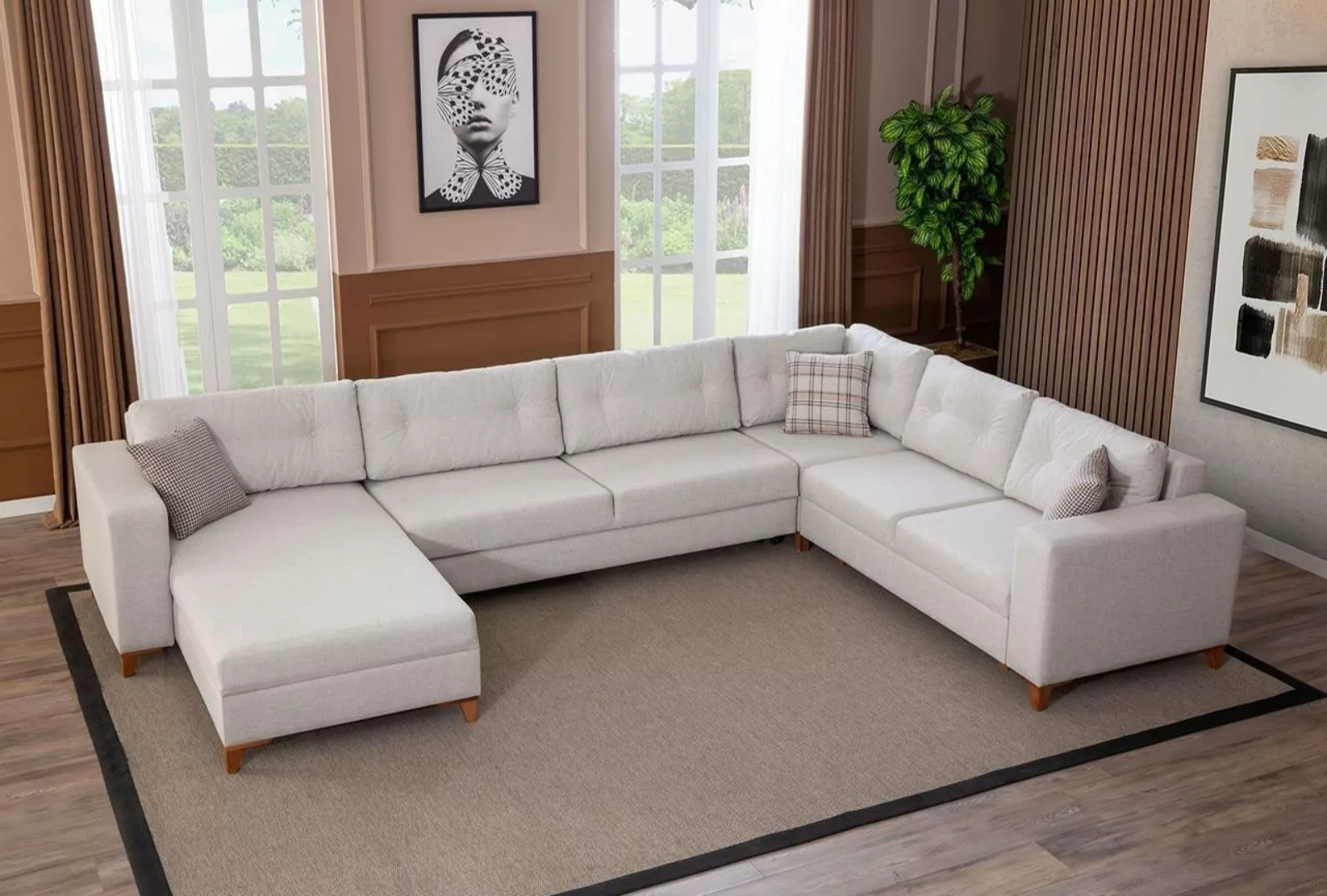 JVmoebel Ecksofa Stilvolles Wohnzimmer U-Form Sofa Designer Ecksofa Luxus E günstig online kaufen