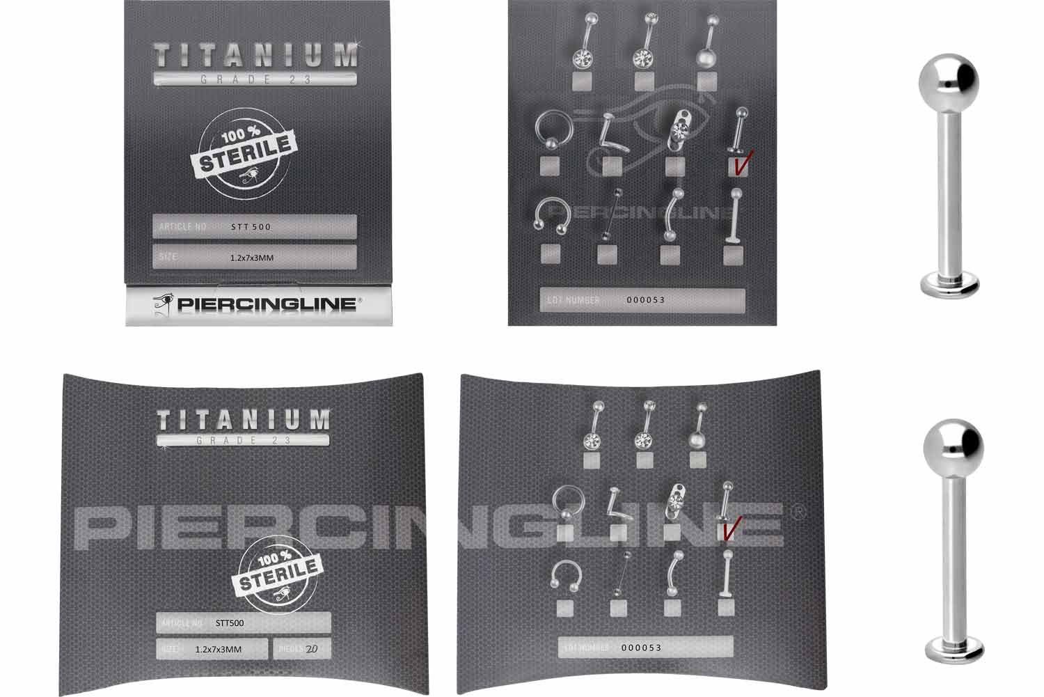 PIERCINGLINE Piercing-Set Sterilisiertes Titan Labret (Labrets günstig online kaufen