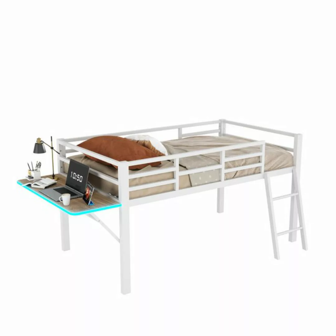 HAUSS SPOLE Kinderbett 90x200cm mit Schreibtisch, Ferngesteuertes LED-Licht günstig online kaufen