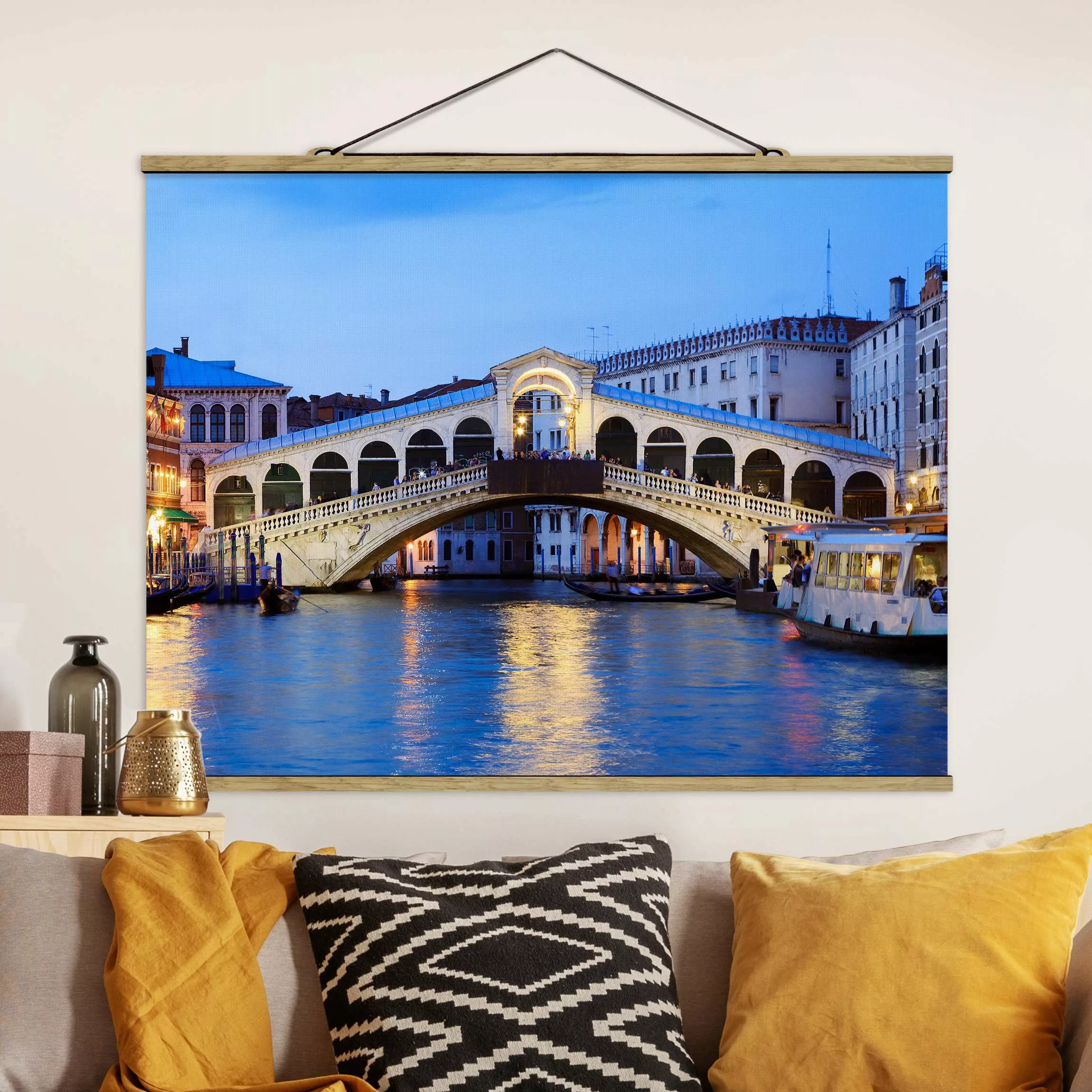 Stoffbild mit Posterleisten Rialtobrücke in Venedig günstig online kaufen