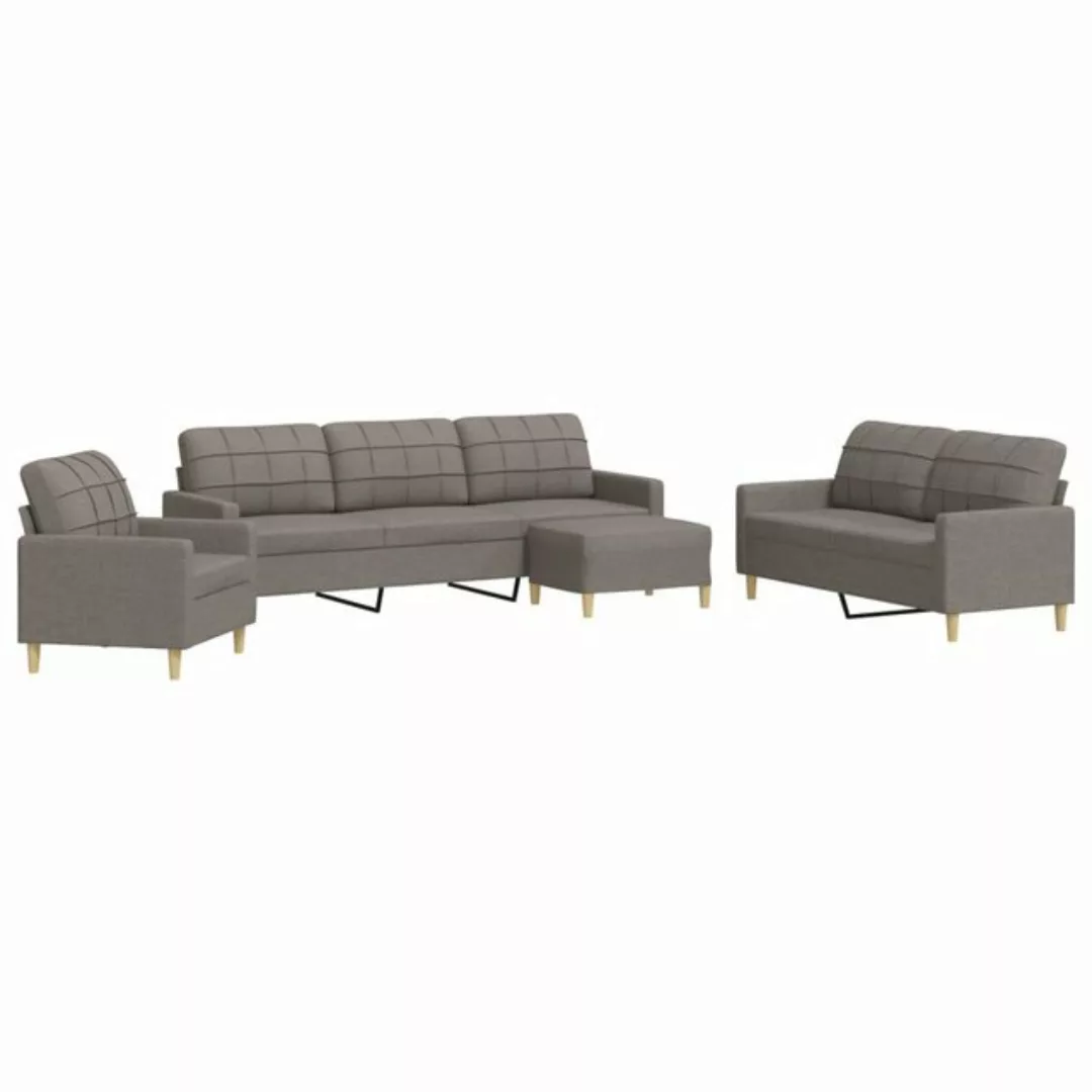 vidaXL Sofa 4-tlg. Sofagarnitur mit Fußhocker Taupe Stoff günstig online kaufen