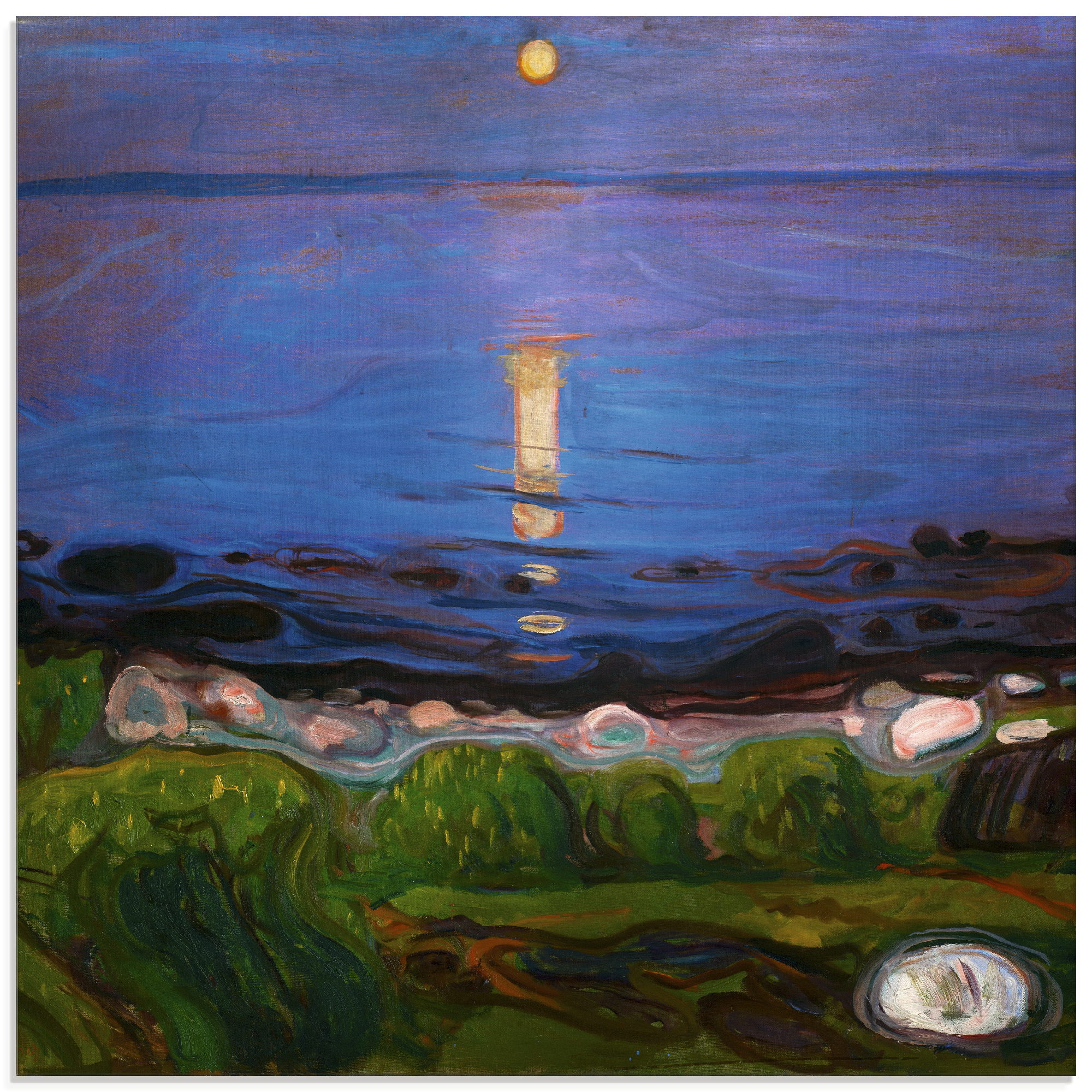 Artland Glasbild "Sommernacht am Meeresstrand.", Gewässer, (1 St.), in vers günstig online kaufen